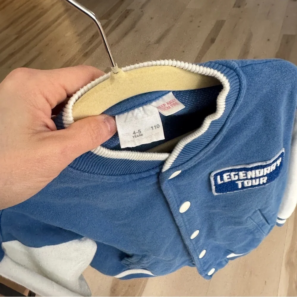 Zara Kids varsity jacket cobalt royal collegiate preppy sporty toddler boy music